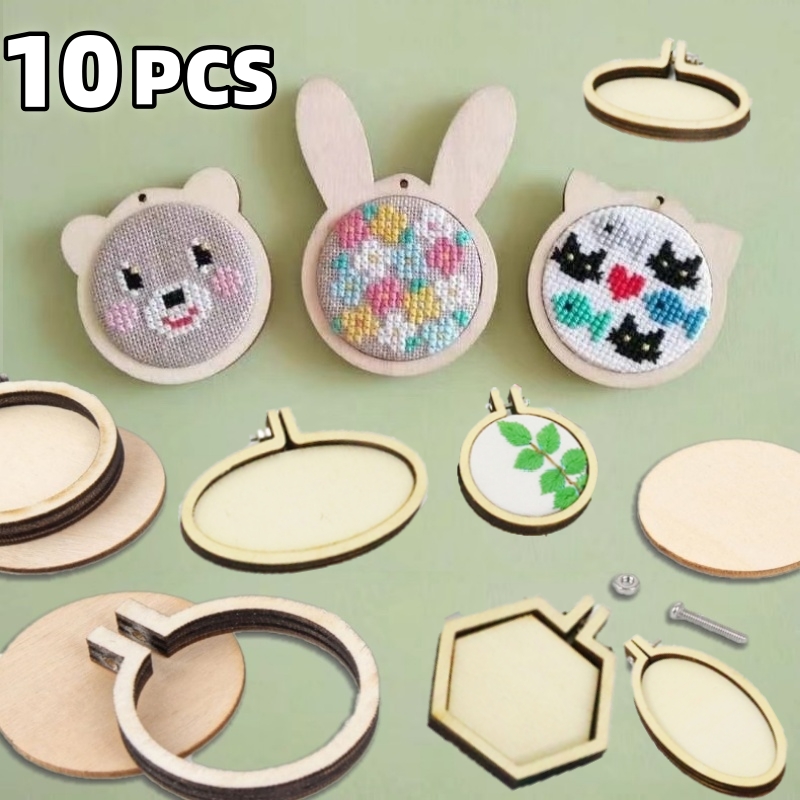 Embroidery Hoop Stand - 10PCS Mini Embroidery Hoop Wooden Ring