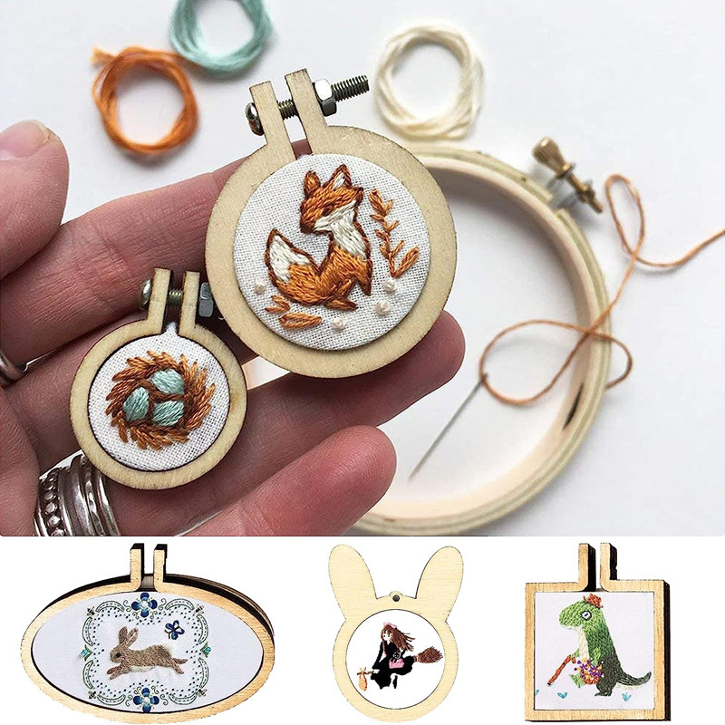 Embroidery Hoop Stand - 5pcs Mini Wood Embroidery Hoop Ring