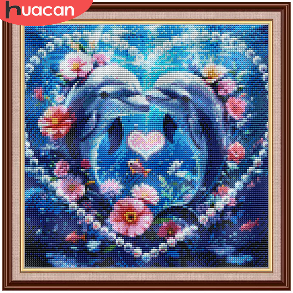 Embroidery X Stitch - HUACAN Cross Stitch Sets Dolphin Animal
