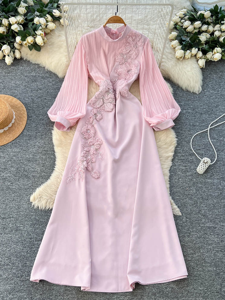Embroidery Hoop Stand - Elegant Long Sleeve Embroidered High Waist