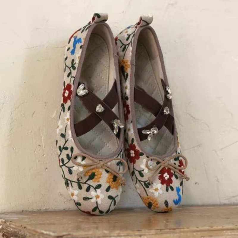 Embroidery Flower Ballet Flats - Embroidery Flat Shoes recensione e prezzo