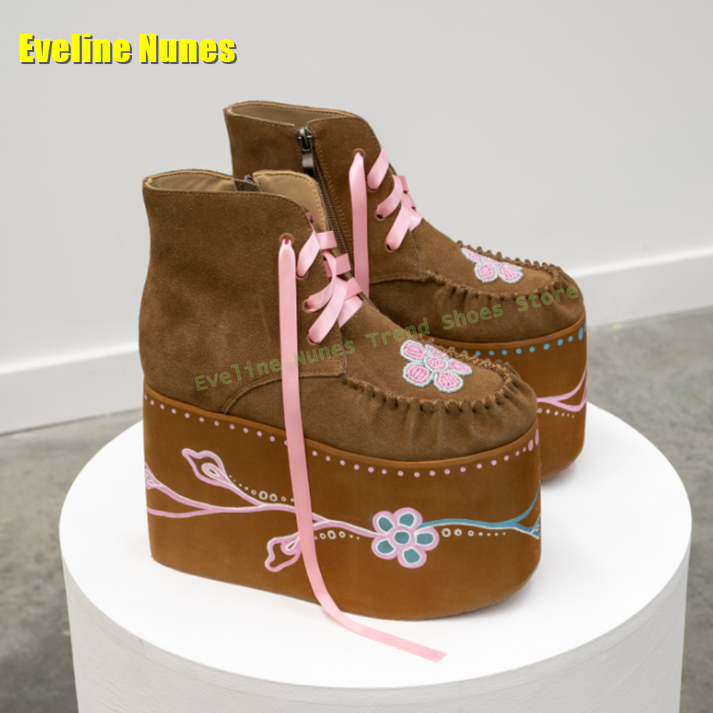 Brown Flower Embroidery Platfo - Embroidery Flower recensione e prezzo