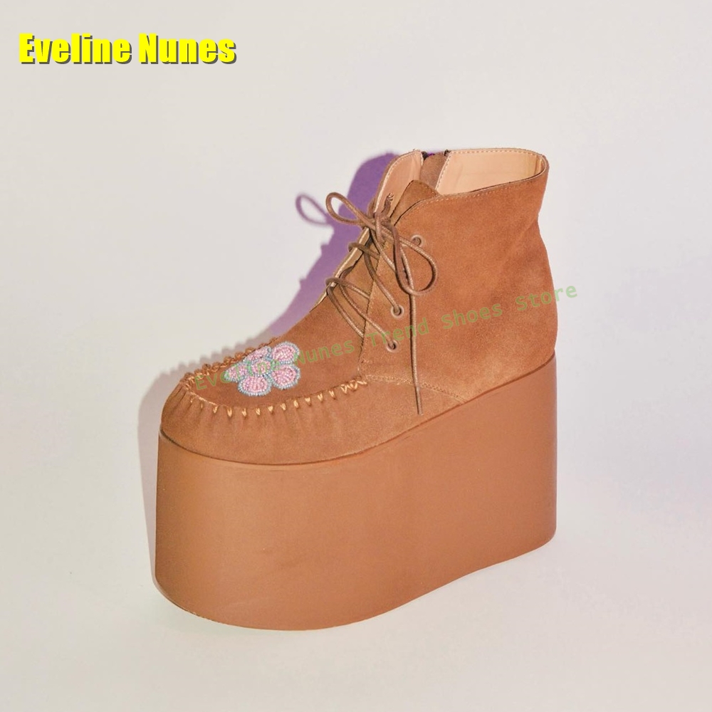 Brown Flower Embroidery Platfo - Embroidery Flower recensione e prezzo
