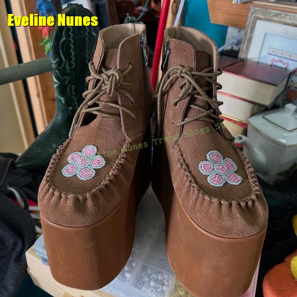 Brown Flower Embroidery Platfo - Embroidery Flower recensione e prezzo