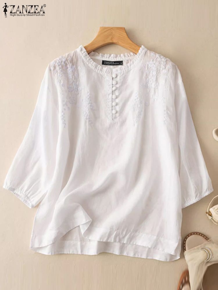 ZANZEA Summer Vintage Shirts E - Embroidery Service recensione e prezzo