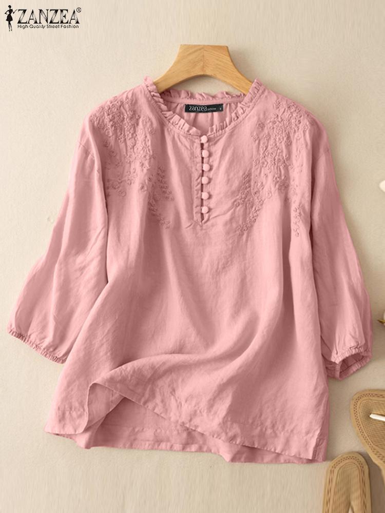 ZANZEA Summer Vintage Shirts E - Embroidery Service recensione e prezzo