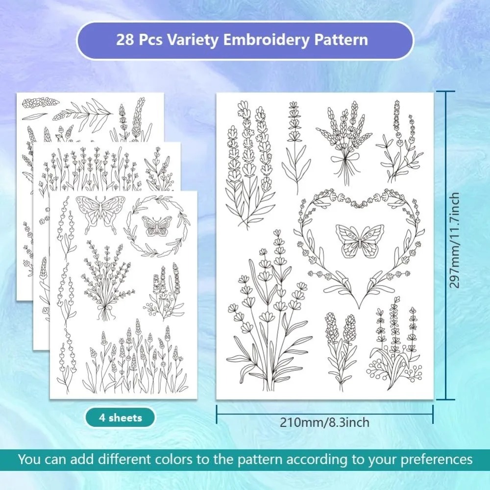 4 Sheets Lavender Flower Butte - Embroidery Cloth recensione e prezzo