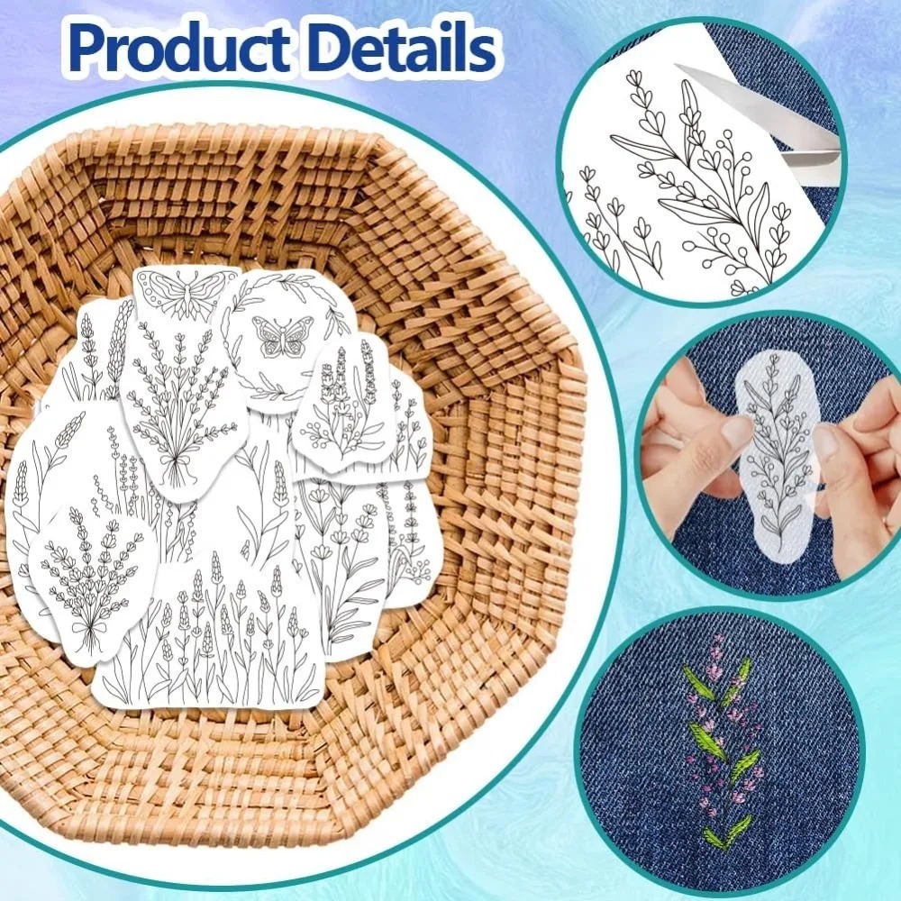 4 Sheets Lavender Flower Butte - Embroidery Cloth recensione e prezzo
