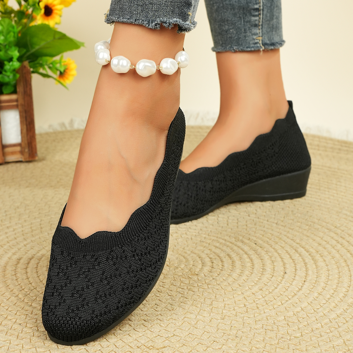 Women's Breathable Knit Flats  - Embroidery Flat Shoes recensione e prezzo