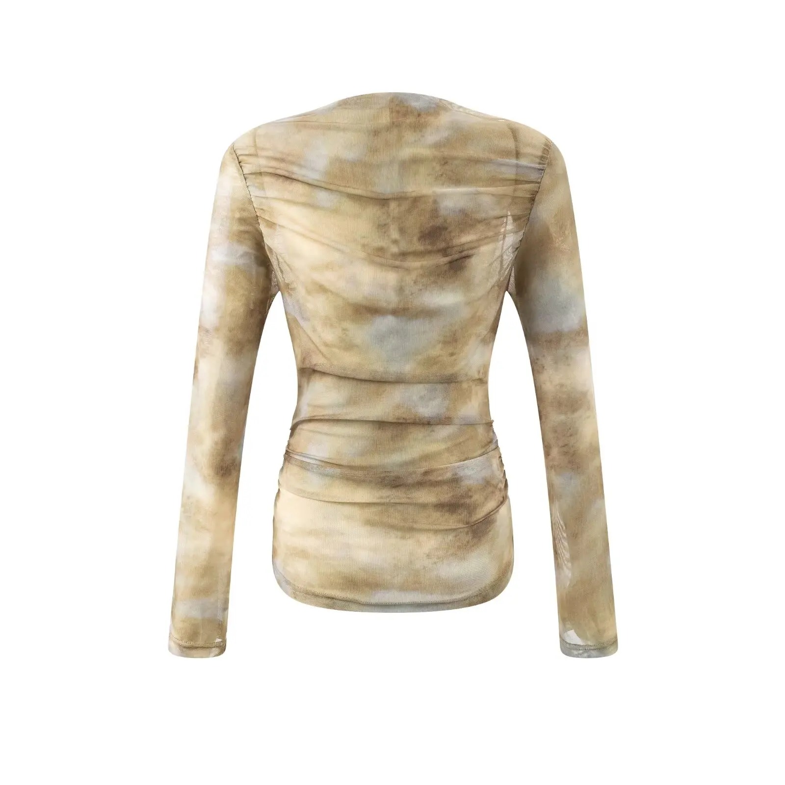 2025 Sexy Tie-Dye Print Ruched - Embroidery Shirt recensione e prezzo