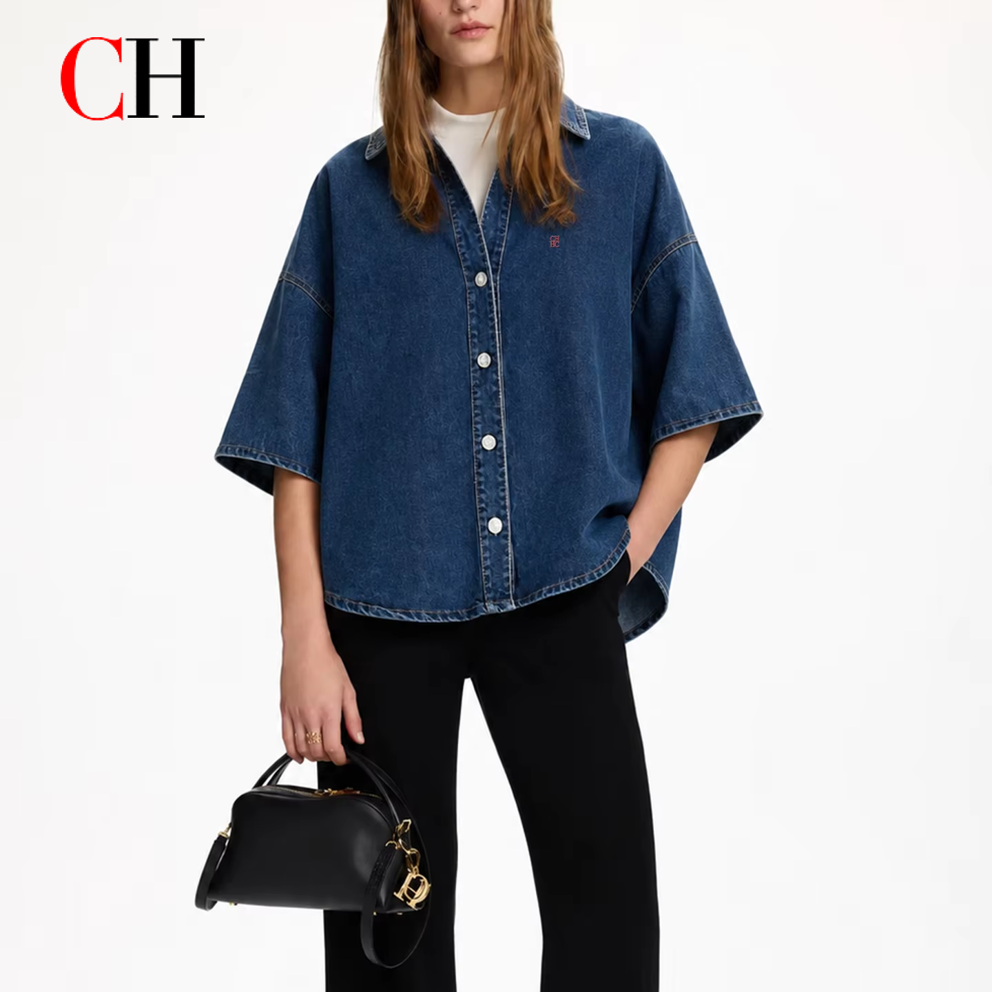 CH Letter Embroidered Solid Co - Embroidery Shirt recensione e prezzo