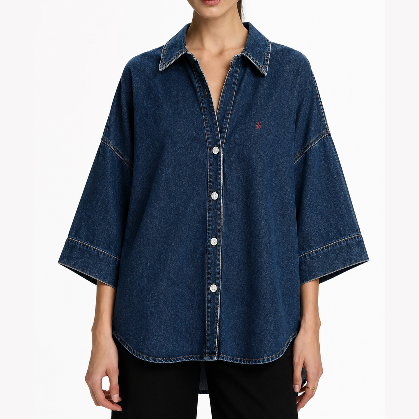 CH Letter Embroidered Solid Co - Embroidery Shirt recensione e prezzo