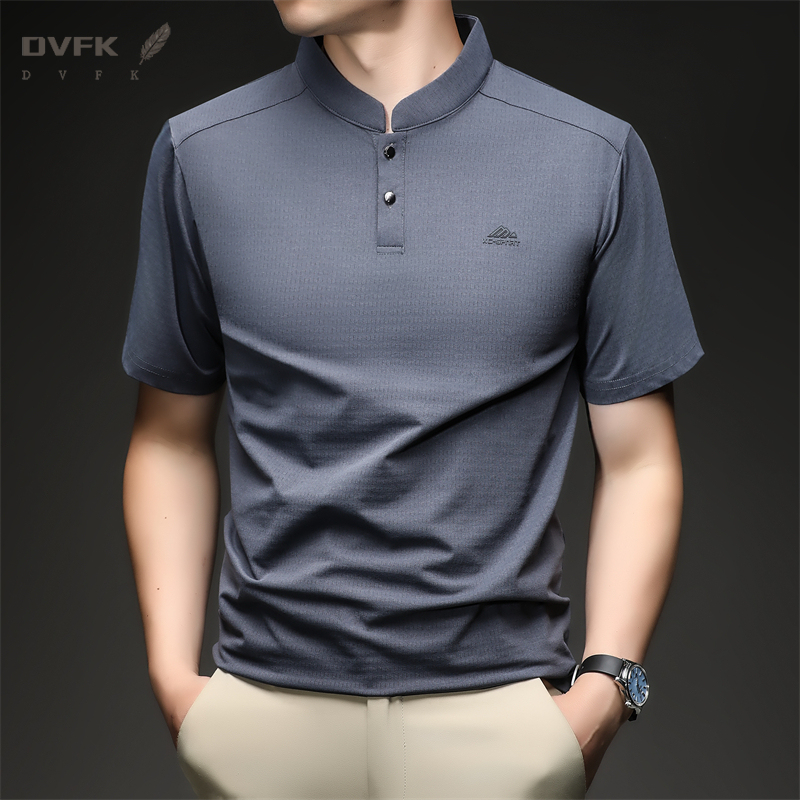 Mens Short Sleeve Mandarin Col - Embroidery Shirt recensione e prezzo